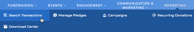 Reporting > Search Transactions